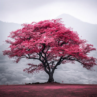 Red Cherry Blossom Tree Canvas